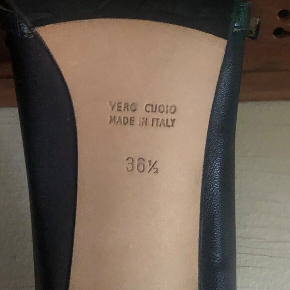 Women's Taryn Rose Black Leather Open Toe Vero Cuoio Italy Size 5 1/2 - Picture 11 of 14